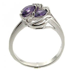 Amethyst CZ & White CZ With  925  Sterling  Silver Ring size 7