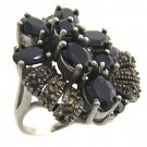 925 sterling silver ring with black cz and marcasite size 7