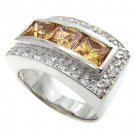 Champagne , White CZ  With  925  Sterling  Silver Ring size 6