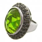 Peridot CZ Marcasite With Silver Ring size 7.5