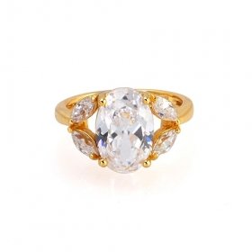 Beautiful 18K Gold Plated CZ Cubic Zirconia Ring Size 6 Free Shipping