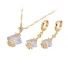 Free Shipping Square Faceted Cubic Zirconia Earring And Necklace Set - CZ Jewelry Set