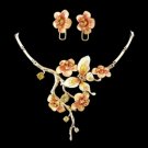 Free Shipping Gorgeous Crystals Special Occasion Party Jewelry Set Flowers and Butterfly