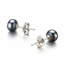 Free Shipping 14k Gold Black 6.5-7mm AA Freshwater Pearl Earring