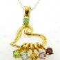 Free Shipping Gold plated 925 silver custom pendant with birthstones of loved ones
