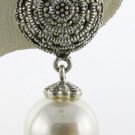 Free Shipping CREATED PEARL & GENUINE MARQUISATE 925 STERLING SILVER EARRING