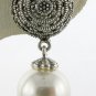 Free Shipping CREATED PEARL & GENUINE MARQUISATE 925 STERLING SILVER EARRING