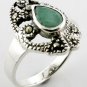 Free Shipping GENUINE EMERALD & MARCASITE STERLING 925 SILVER RING