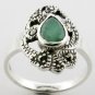 Free Shipping GENUINE EMERALD & MARCASITE STERLING 925 SILVER RING