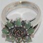Free Shipping 925 Silver Marcasite Ring, Earring&Pendant with Genuine Emerald 1 Set