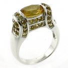 Free Shipping 925 STERLING SILVER RING WITH GENUINE CITRINE