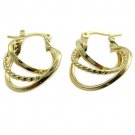 Free Shipping three hoops 14 micron gold plated earrings