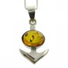 Free Shipping 925 Silver with Genuine Amber Pendant