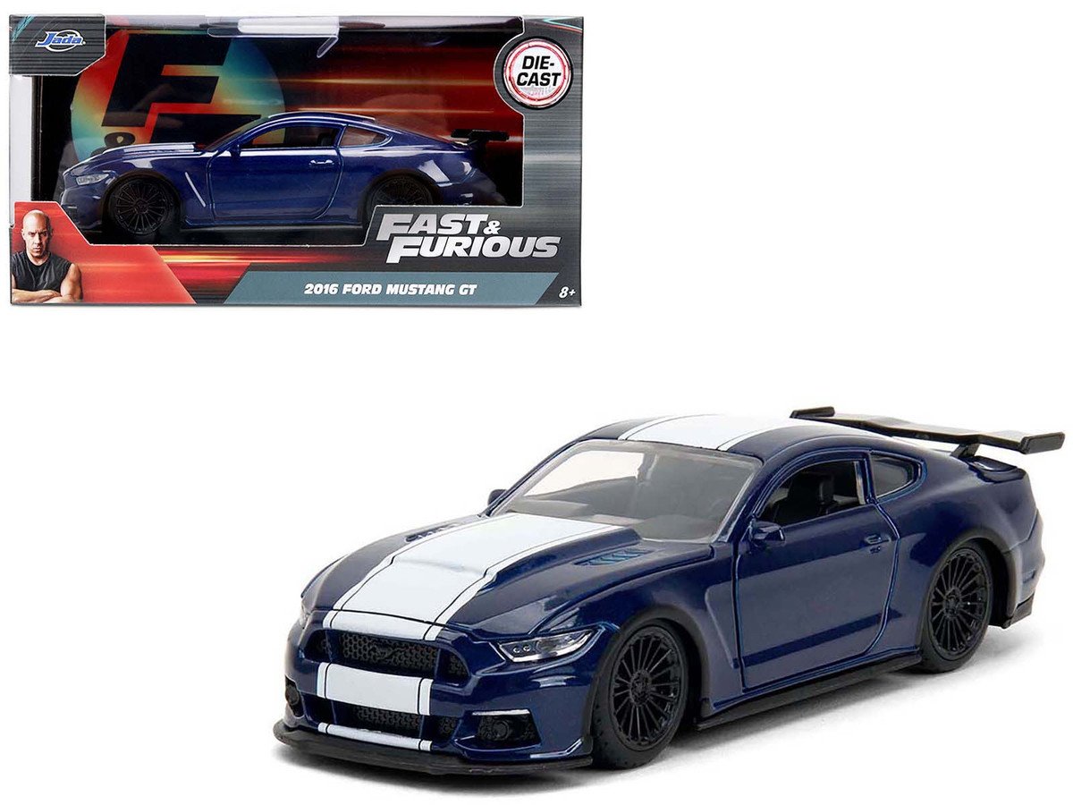 2016 Ford Mustang GT Dark Blue Metallic White Stripe "F9" Fast & Furious" Series 1/32 Diecast