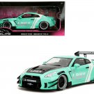 Nissan GT-R (R35) Liberty Walk Body Kit 2.0 RHD  Light Blue with Black Hood 1/18 Diecast Model