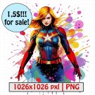 Capitan Marvel, High Quality PNG, Digital Download Printable Clipart