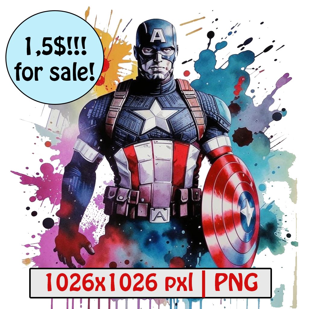 Captain America, High Quality PNG, Digital Download Printable Clipart