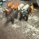 8 Piece Lot Safari Small Toy Animal Hard Rubber Figures
