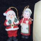 Holiday Memories Collector Santa and Mrs Claus Ornaments NOS Vintage
