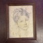 Vintage Rene David Drawing, Shadowbox Style Frame, Under Glass, Made in Italy
