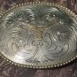 Vintage Sterling Silver Plated Long Horn Belt Buckle