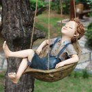 Swinging Boy Tree Ornament, Resin Sleeping Boy for Backyard, Patio, Yard Tree