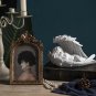 Angel Wing Candle Holders Set of 2, White Polyresin Cherub Figurines, Handmade Prayer Angel Statues