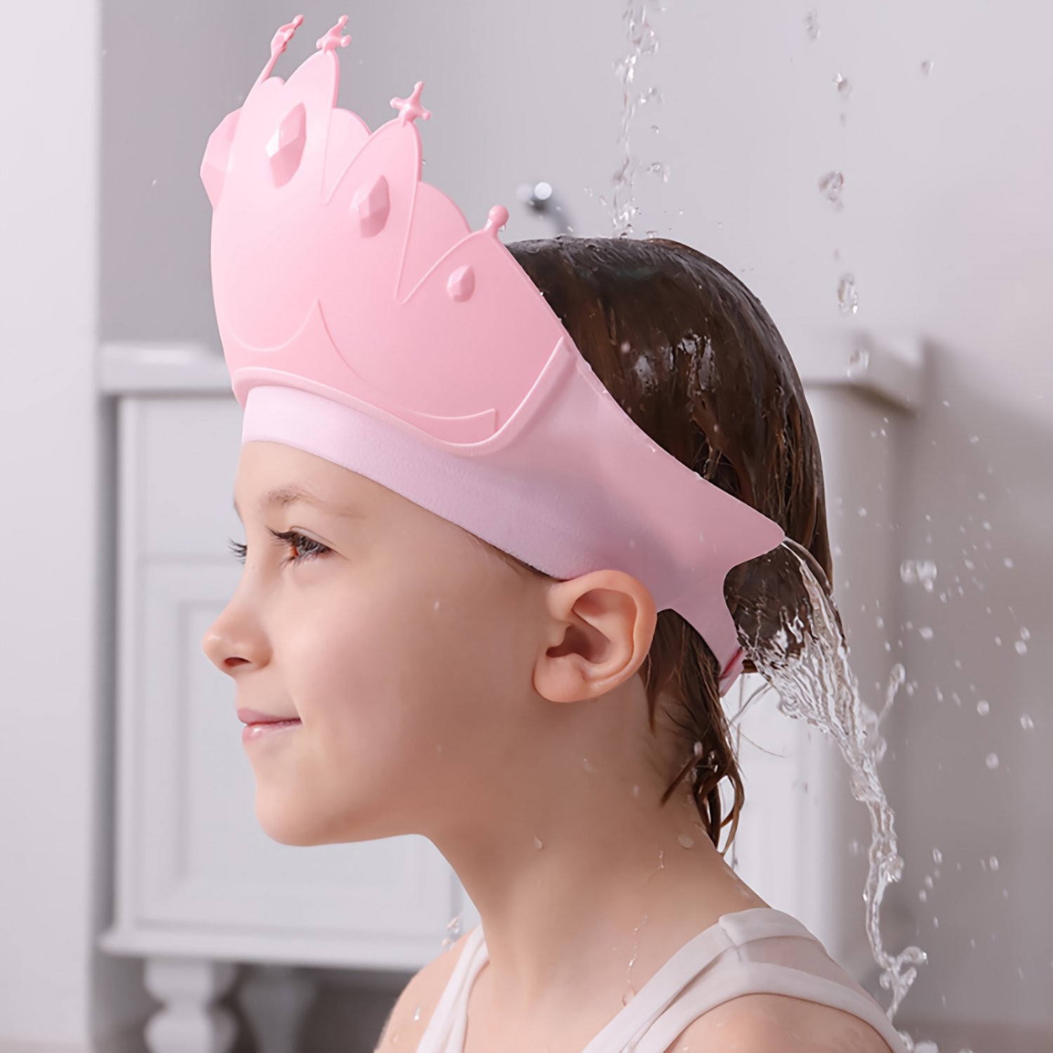 Waterproof Kids Shower Cap with Ear Guard &acirc;�� Adjustable Baby Bath Hat Gift &acirc;�� Cute & Comfy Must