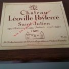 Château Leoville Poyferre Saint Julien 1981 New Wine Label