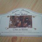 Saint Hubert Côtes Du Rhône 2001 wine label