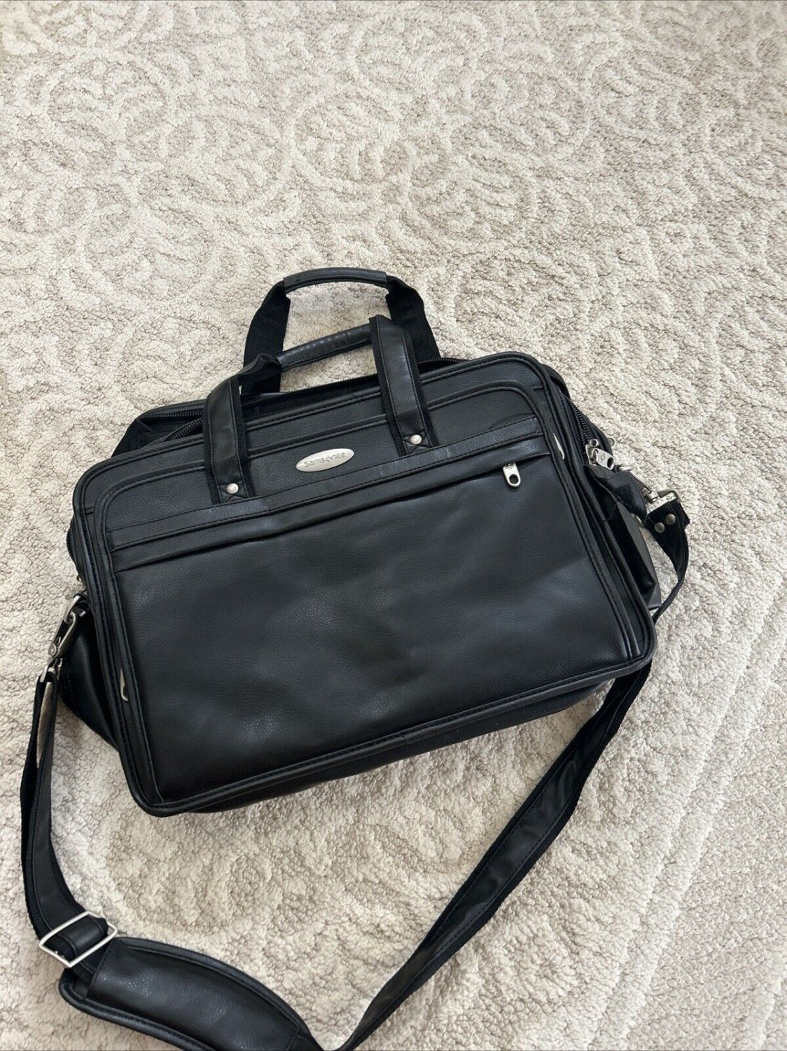Samsonite Leather Briefcase Laptop Bag Black Attach&Atilde;&copy; Classic