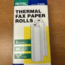 2 Rolls  Royal  thermal Fax Paper High Sensitivity 1/2 In Core 98ft