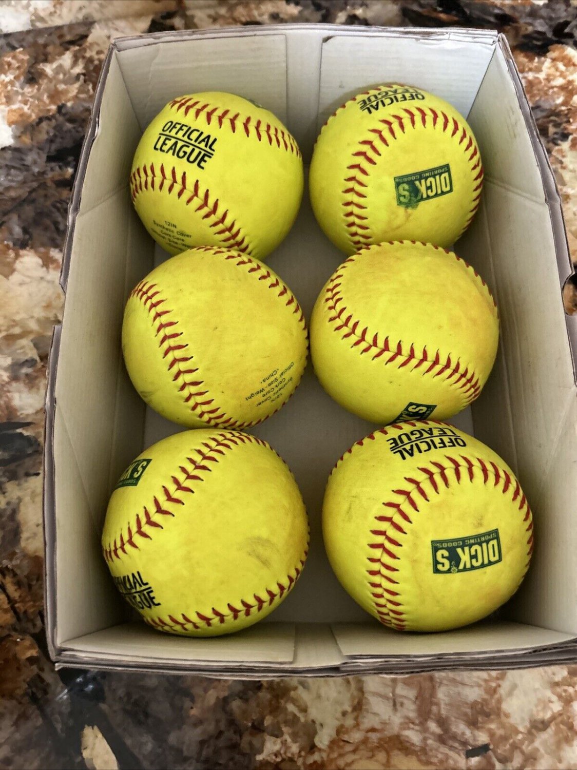 Dicks Sporting Goods Official League Slow Pitch Soft Balls 12" Pack 6 Yellow