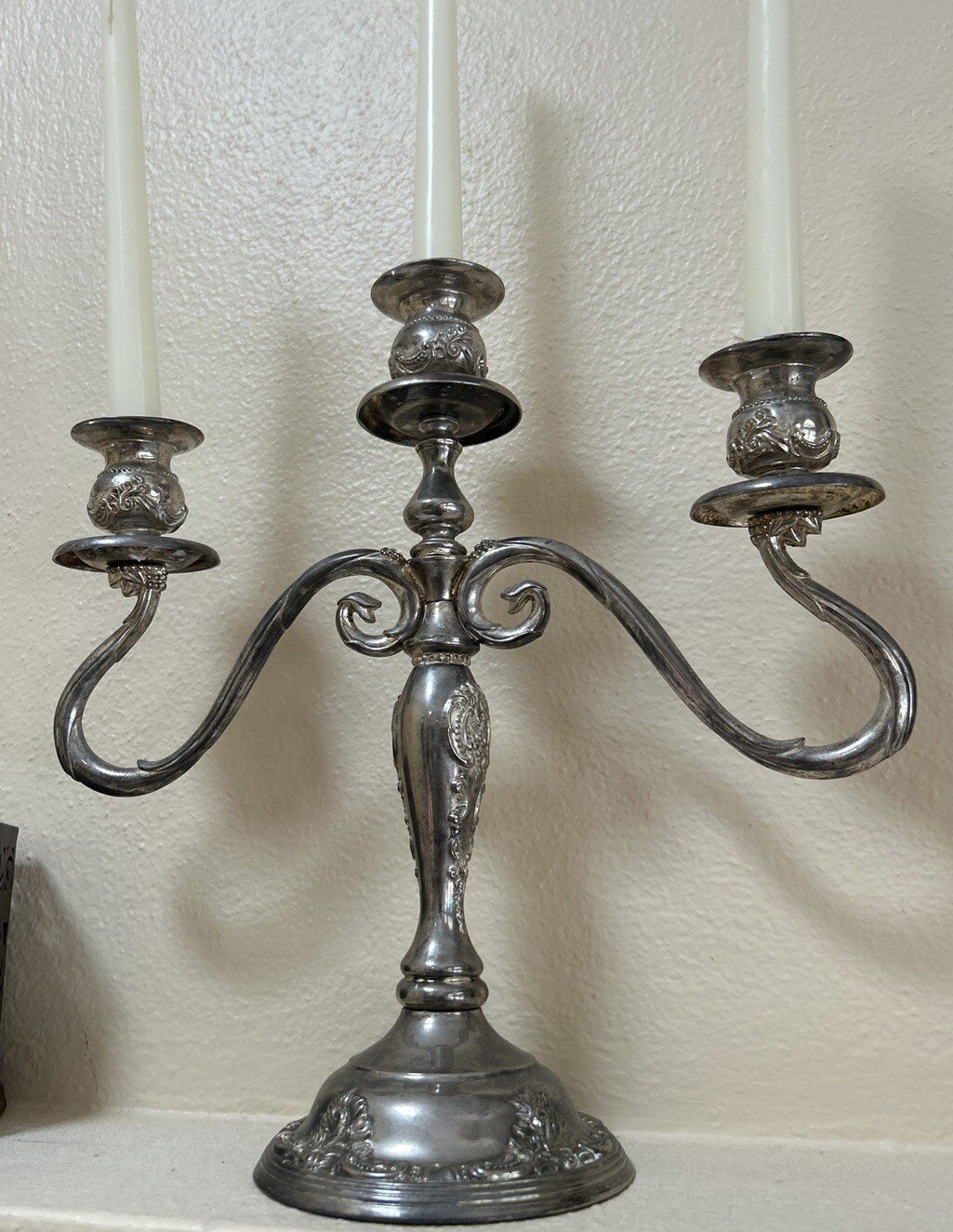SILVER PLATED THREE LIGHT CANDLEABRA FROM 20th Century Baroque by GODINGER