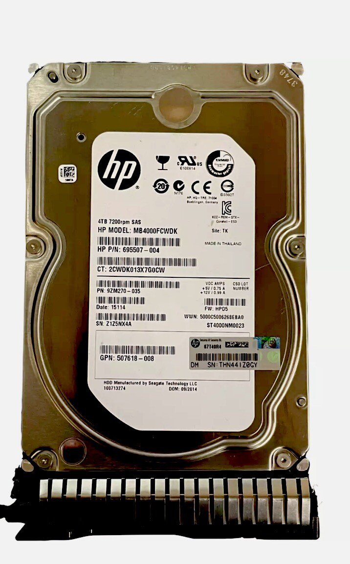 HP 695510-B21 4TB 3.5" SAS 7.2K 6GB SC MDL HDD 695842-001 G8