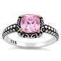 Pink Celtic Cushion CZ Ring SS-14K