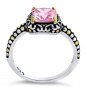 Pink Celtic Cushion CZ Ring SS-14K