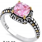 Pink Celtic Cushion CZ Ring SS-14K