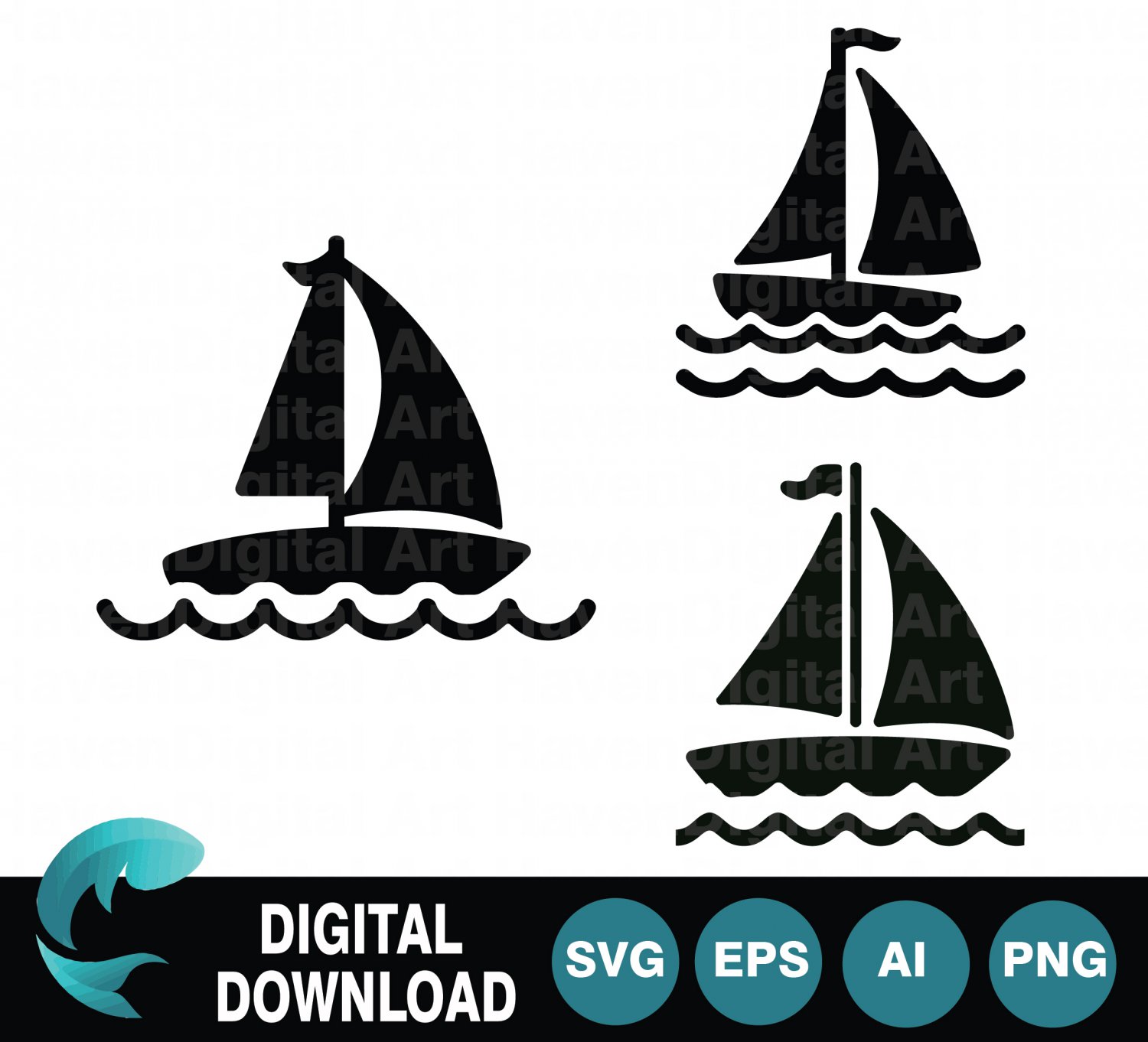 Sailboat SVG Icon Set