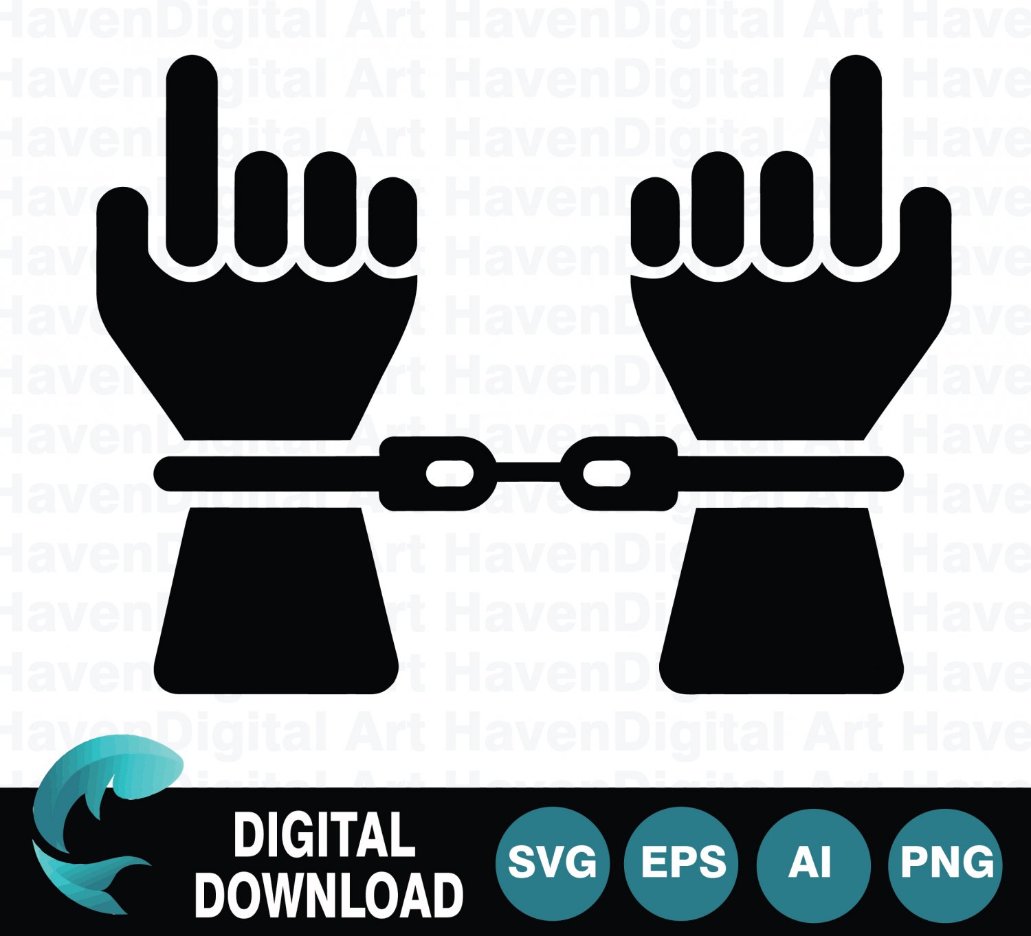 Handcuffed Hands Making Protest Gesture Silhouette svg Icon