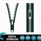 Open and Closed Zipper Silhouette SVG Icons for Fashion and Clothing Design