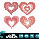 Multilayered Pink Heart Design Set with Concentric Heart Patterns Multilayered Pink Heart Design Set with Concentric Heart Patterns