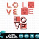 Love SVG Sign Typography with Decorative Bulb Letters Love SVG Sign Typography with Decorative Bulb Letters