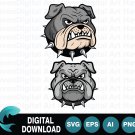 Aggressive Bulldog Head with Spiked Collar SVG Mascot Set