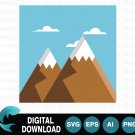 Geometric Mountain Peaks with Snow Caps and Blue Sky SVG Vector Illustration Geometric Mountain Peaks with Snow Caps and Blue Sky SVG Vector Illustration