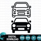Car Front View Vehicle Automobile Transportation SVG Icon Set Vector Illustration