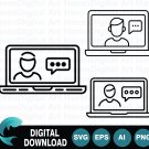 Video Conference Call Meeting Online Communication Laptop SVG Icon Set