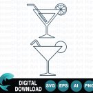 Cocktail Martini Drink Glass Bar Alcohol Beverage SVG Icon Set
