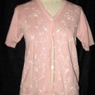 DRESS BARN Pink Cotton Sweater w/flowers Size Small !!