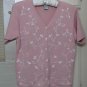 DRESS BARN Pink Cotton Sweater w/flowers Size Small !!